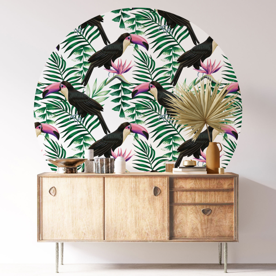 Round / Circle Wall Sticker - Toucans