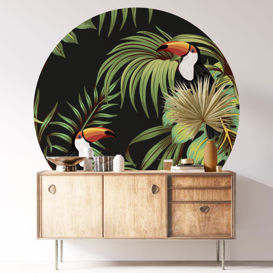 Round / Circle Wall Sticker - Toucans