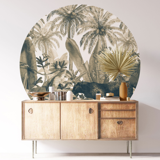 Round / Circle Wall Sticker - Tropical Forest