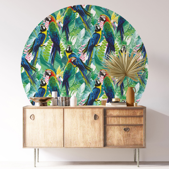 Round / Circle Wall Sticker - Tropical pattern