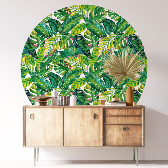 Round / Circle Wall Sticker - Tropical pattern