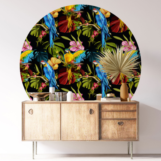 Round / Circle Wall Sticker - Tropical pattern