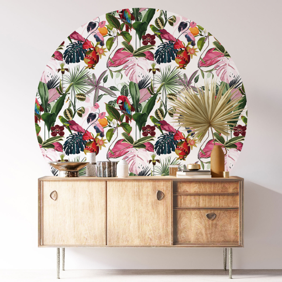 Round / Circle Wall Sticker - Tropical pattern