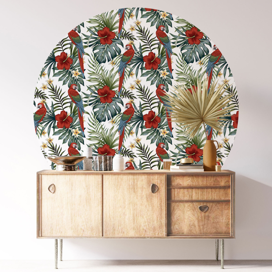 Round / Circle Wall Sticker - Tropical pattern