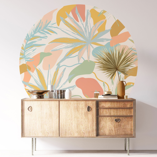 Round / Circle Wall Sticker - Tropical pattern