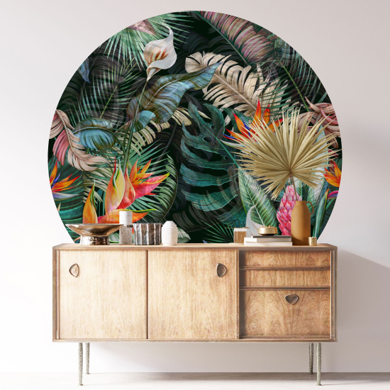 Round / Circle Wall Sticker - Tropical pattern