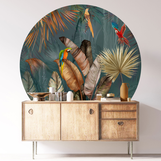 Round / Circle Wall Sticker - Tropical pattern