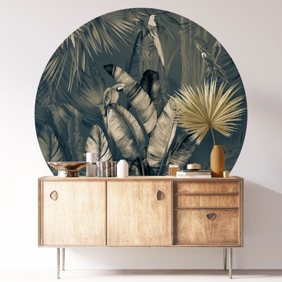 Round / Circle Wall Sticker - Tropical pattern