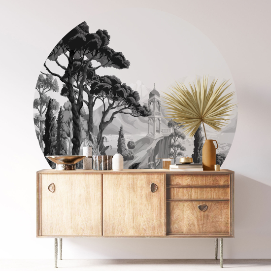 Round / Circle Wall Sticker - Village