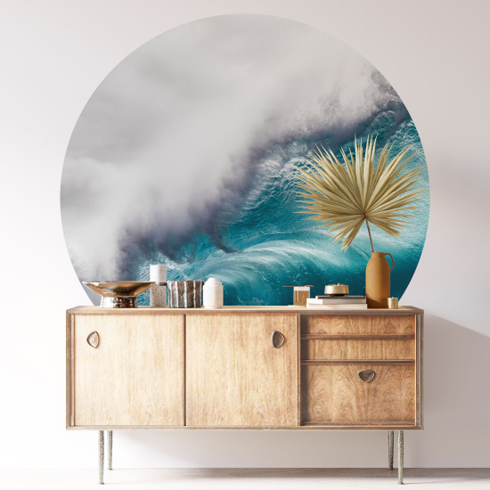 Round / Circle Wall Sticker - Waves