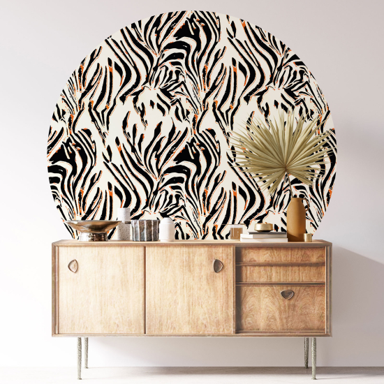 Round / Circle Wall Sticker - Zebra Pattern