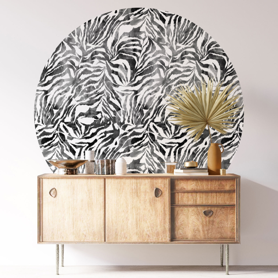 Round / Circle Wall Sticker - Zebra pattern