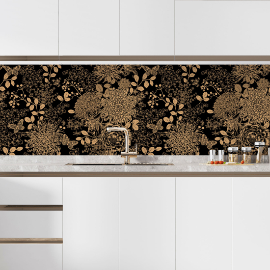 Self Adhesive Kitchen Splashback - Butterfly flowers