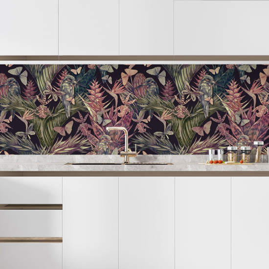 Self Adhesive Kitchen Splashback - Butterfly flowers