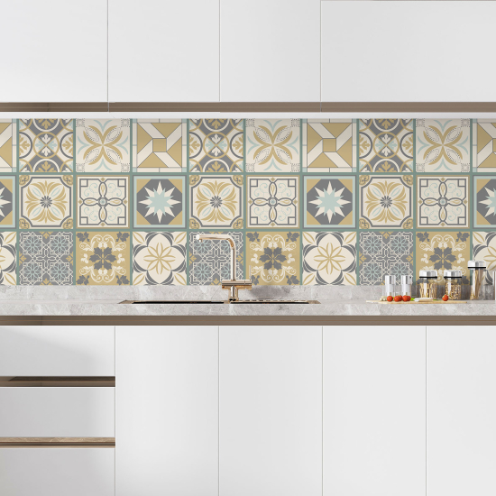 Self Adhesive Kitchen Splashback - Cement tile effect