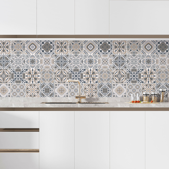 Self Adhesive Kitchen Splashback - Cement tile effect