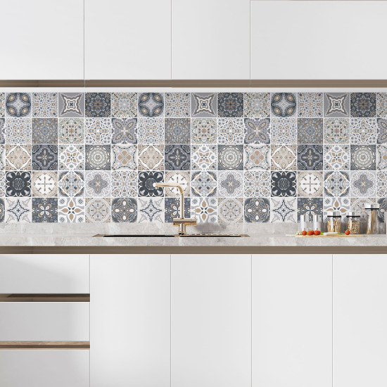 Self Adhesive Kitchen Splashback - Cement tile effect