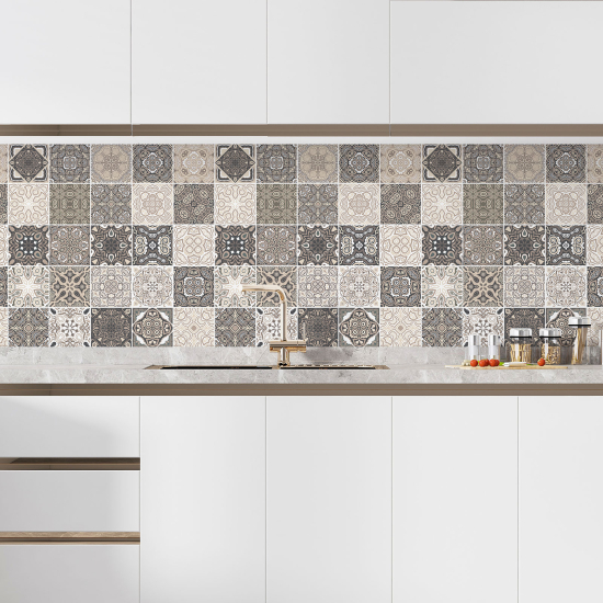 Self Adhesive Kitchen Splashback - Cement tile effect