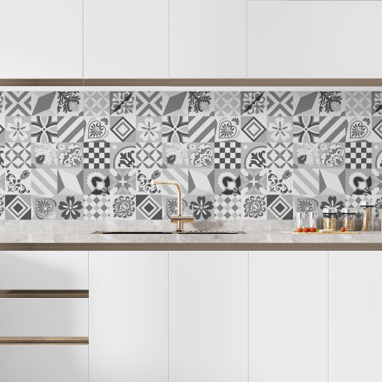 Self Adhesive Kitchen Splashback - Cement tile effect