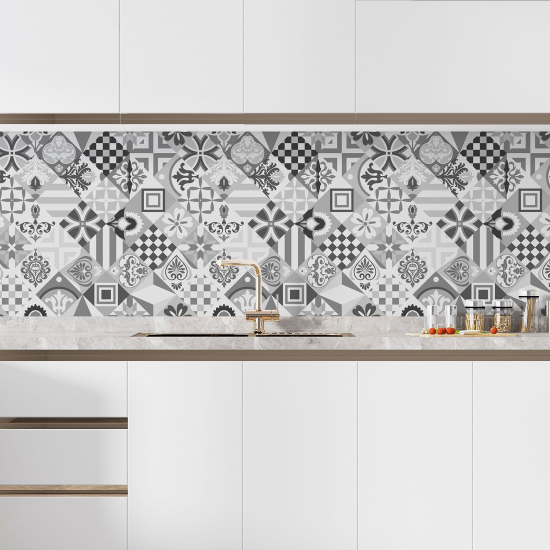 Self Adhesive Kitchen Splashback - Cement tile effect