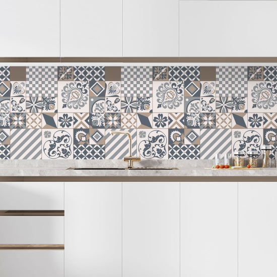 Self Adhesive Kitchen Splashback - Cement tile effect