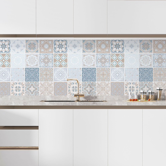 Self Adhesive Kitchen Splashback - Cement tile effect