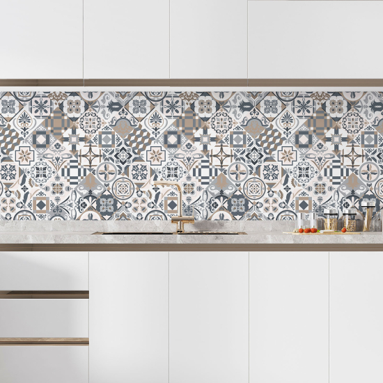 Self Adhesive Kitchen Splashback - Cement tile effect