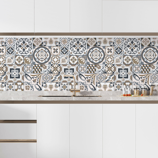 Self Adhesive Kitchen Splashback - Cement tile effect