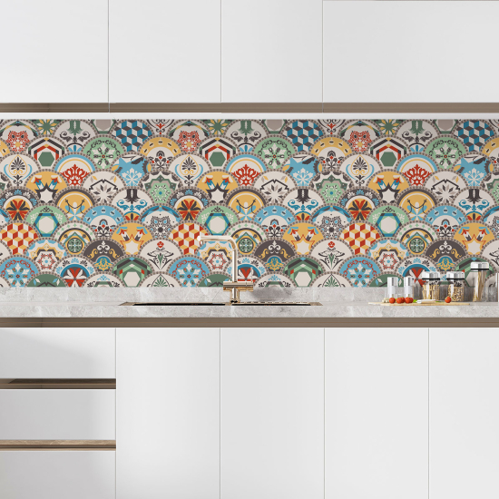 Self Adhesive Kitchen Splashback - Cement tile effect