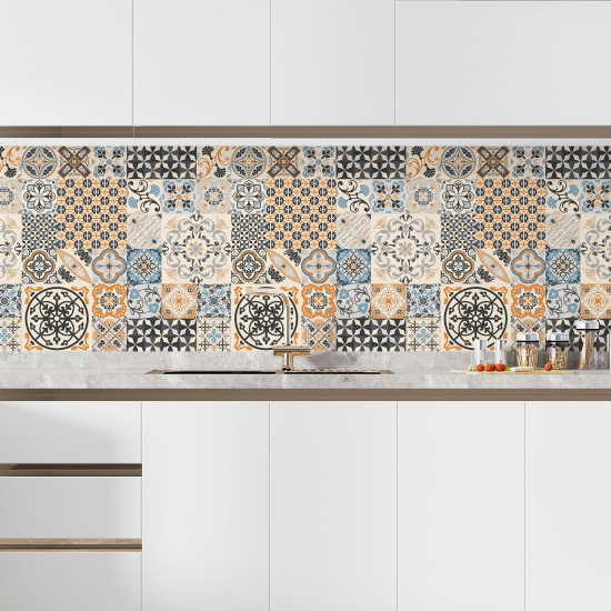 Self Adhesive Kitchen Splashback - Cement tile effect