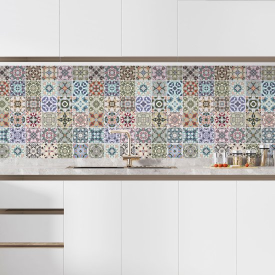 Self Adhesive Kitchen Splashback - Cement tile effect