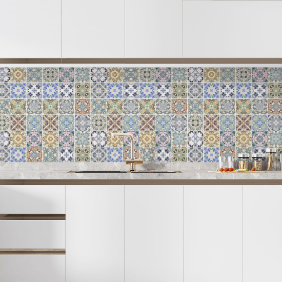 Self Adhesive Kitchen Splashback - Cement tile effect