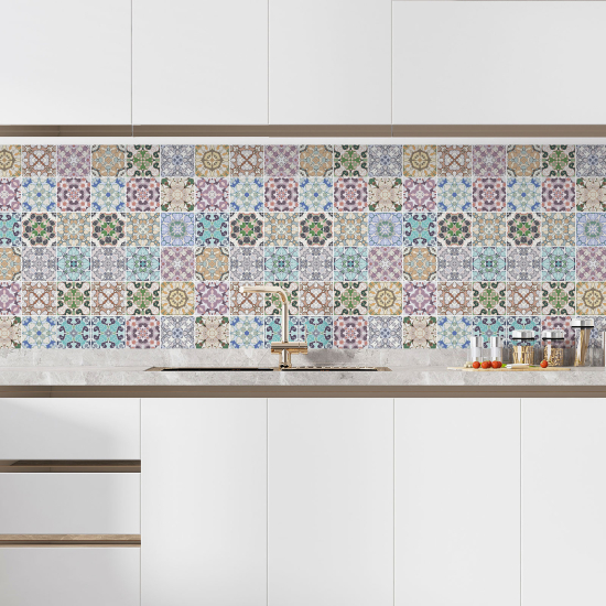 Self Adhesive Kitchen Splashback - Cement tile effect