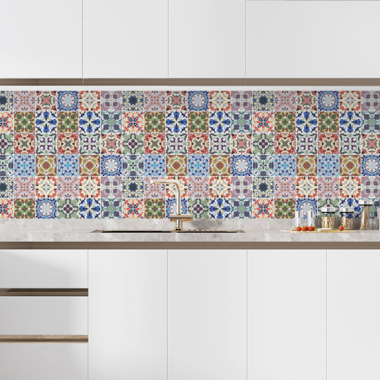 Self Adhesive Kitchen Splashback - Cement tile effect