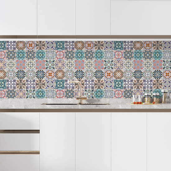 Self Adhesive Kitchen Splashback - Cement tile effect