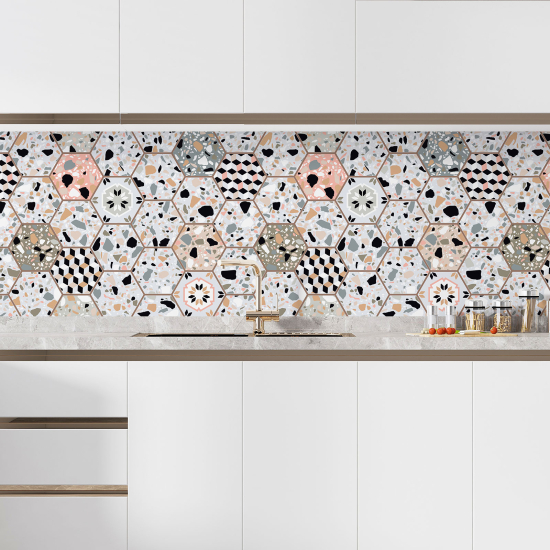 Self Adhesive Kitchen Splashback - Cement tile effect