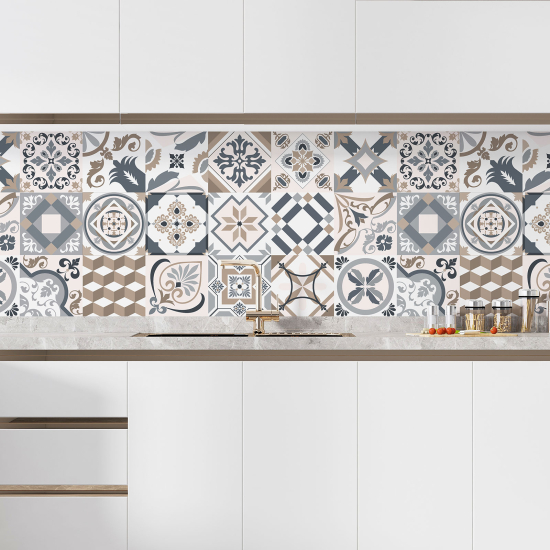 Self Adhesive Kitchen Splashback - Cement tile effect