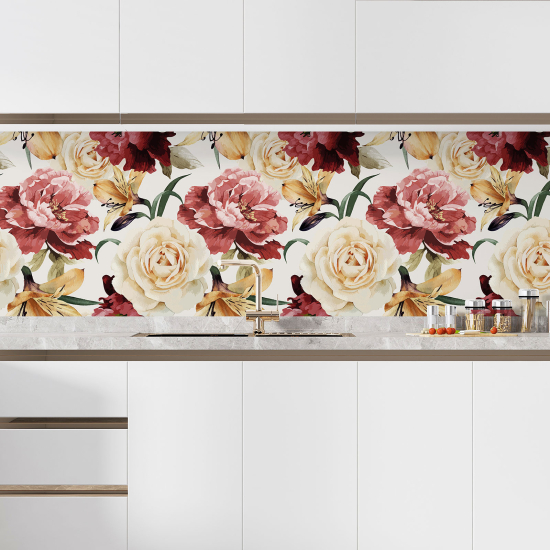 Self Adhesive Kitchen Splashback - Flowers