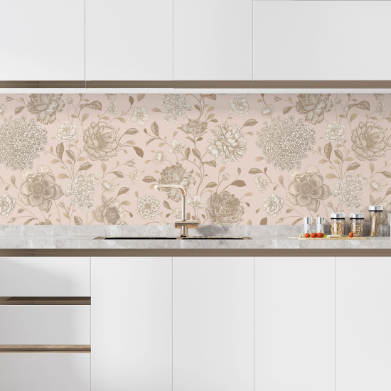 Self Adhesive Kitchen Splashback - Flowers