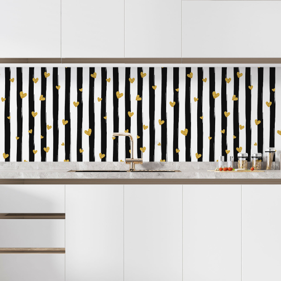 Self Adhesive Kitchen Splashback - Striped Hearts