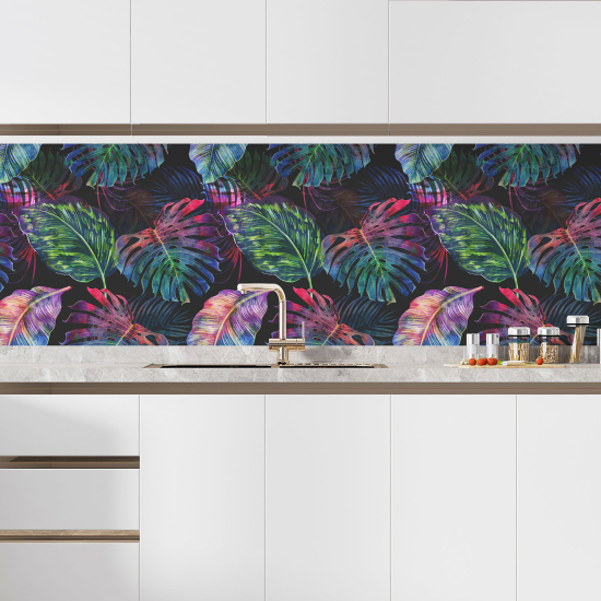 Self Adhesive Kitchen Splashback - Tropical flowers