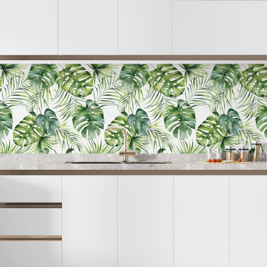 Self Adhesive Kitchen Splashback - Tropical flowers