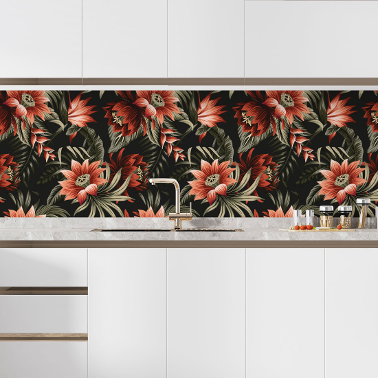 Self Adhesive Kitchen Splashback - Tropical flowers