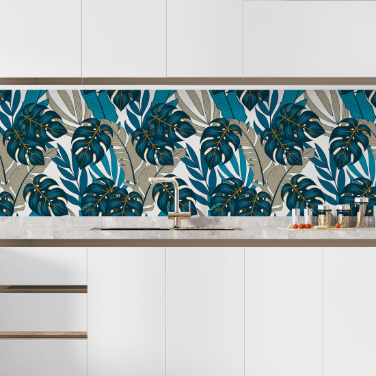 Self Adhesive Kitchen Splashback - Tropical flowers