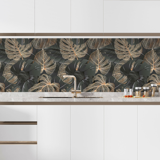 Self Adhesive Kitchen Splashback - Tropical flowers