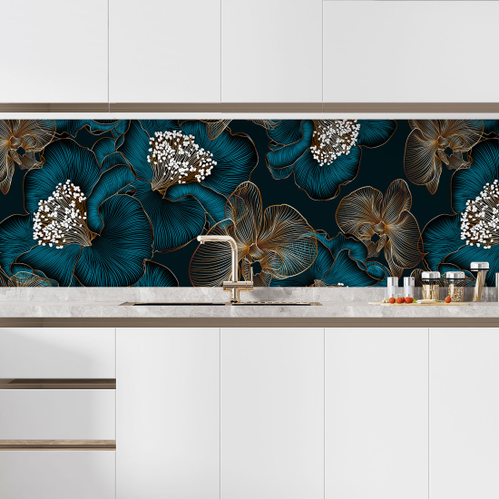 Self Adhesive Kitchen Splashback - Tropical flowers