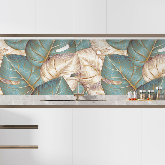 Self Adhesive Kitchen Splashback - Tropical flowers