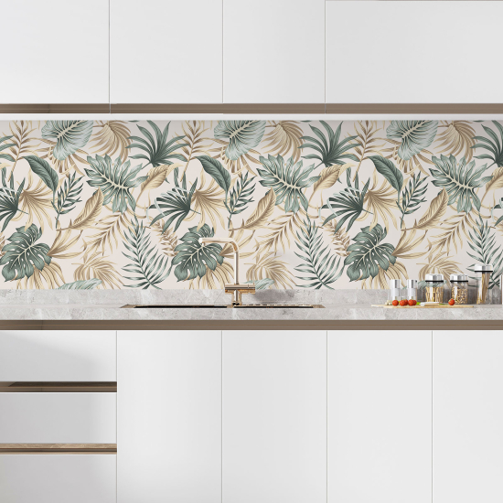 Self Adhesive Kitchen Splashback - Tropical Leaves