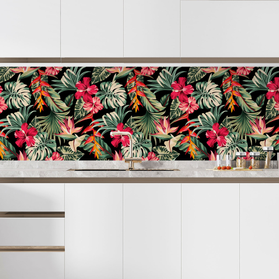 Self Adhesive Kitchen Splashback - Tropical leaves