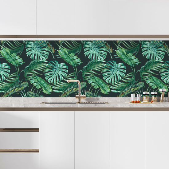 Self Adhesive Kitchen Splashback - Tropical leaves